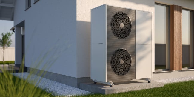 Pompe à chaleur air-eau adossée à une maison