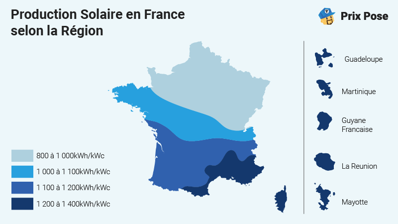 Energie solaire en France Production energie solaire selon region